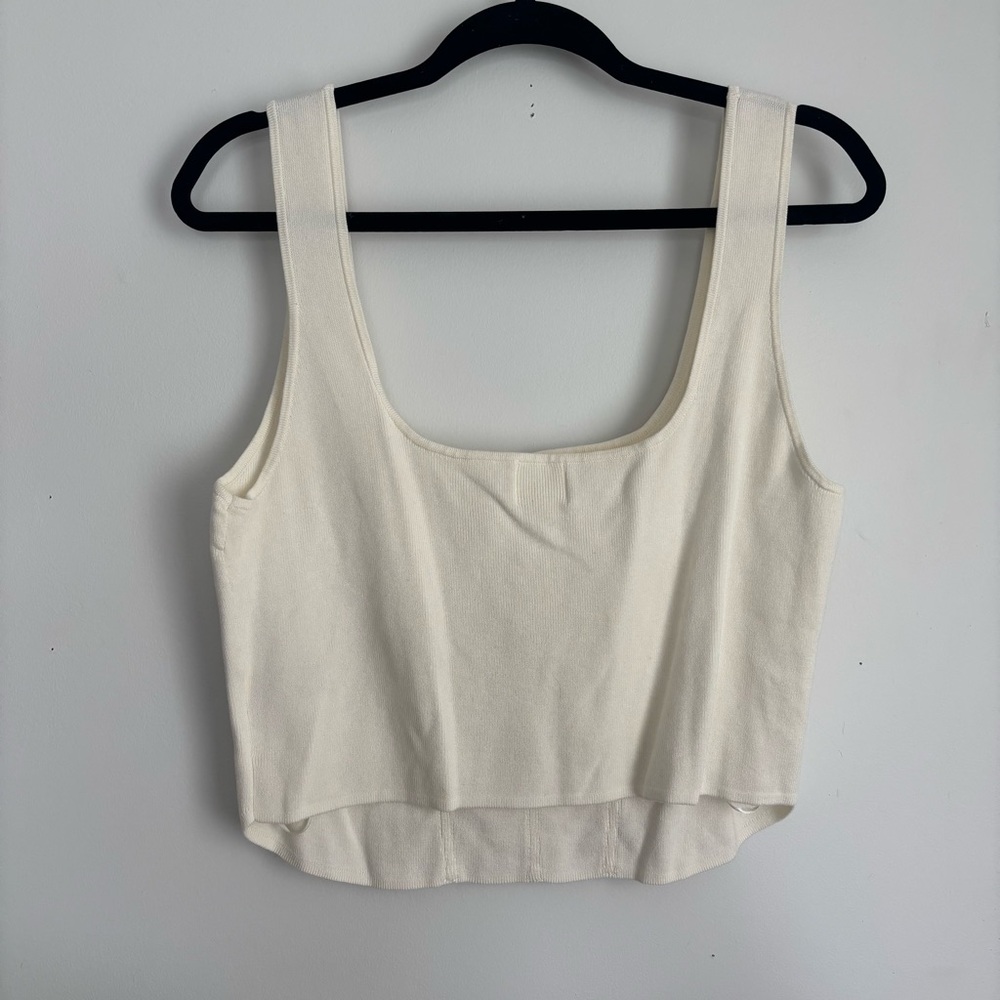 H&M Cream Structured Square-Neck Crop Top - Picture 2 of 3